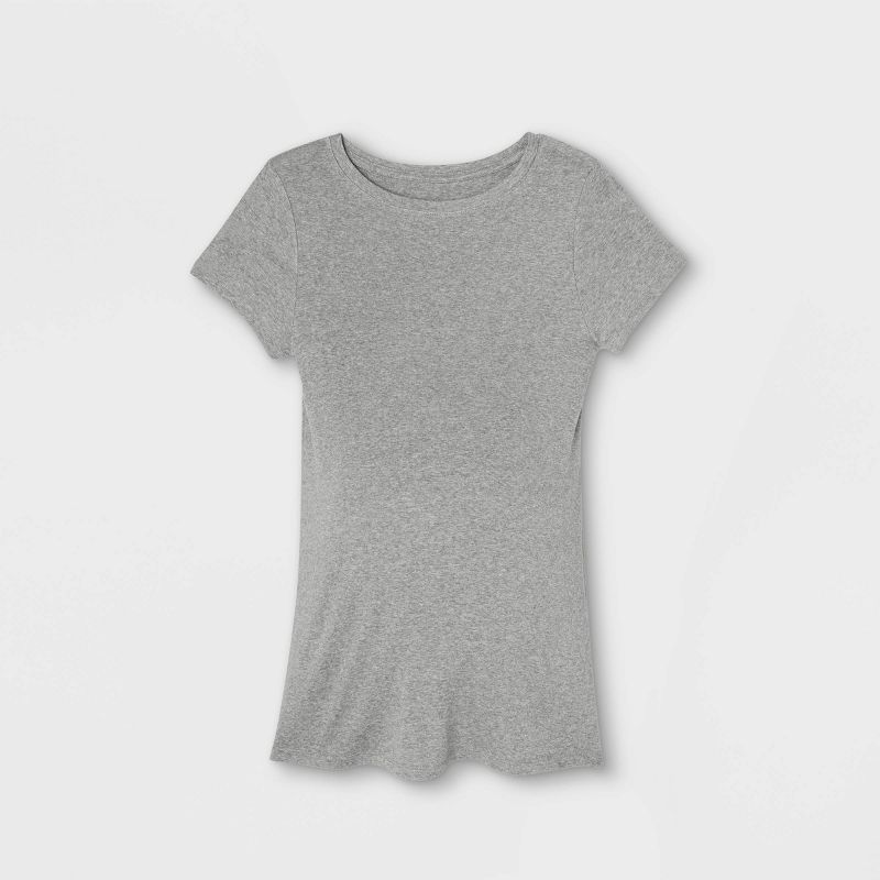 Short Sleeve Non-Shirred Maternity T-Shirt - Isabel Maternity by Ingrid & Isabel™ Heather Gray XL: Cotton Modal Blend