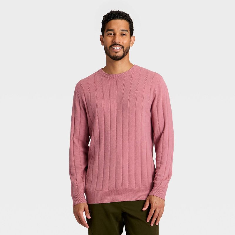 Men's Soft Knit Drop Stitch Sweater - Goodfellow & Co™ Berry Pink L