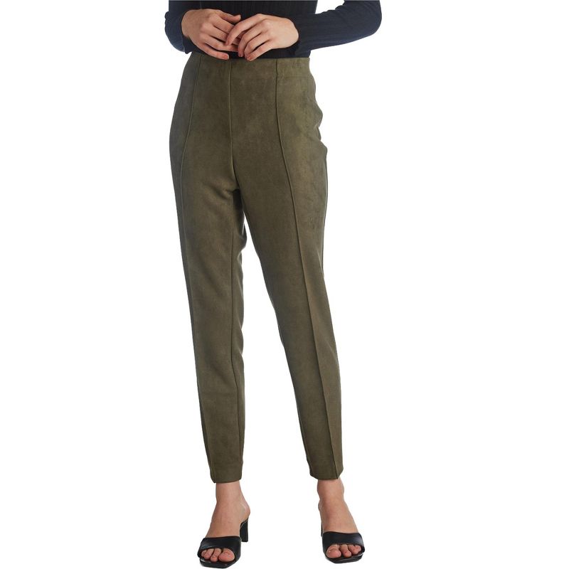 Anne Klein Womens Faux Suede Pull-on Hollywood Dress Pants, medgreen, X-Small