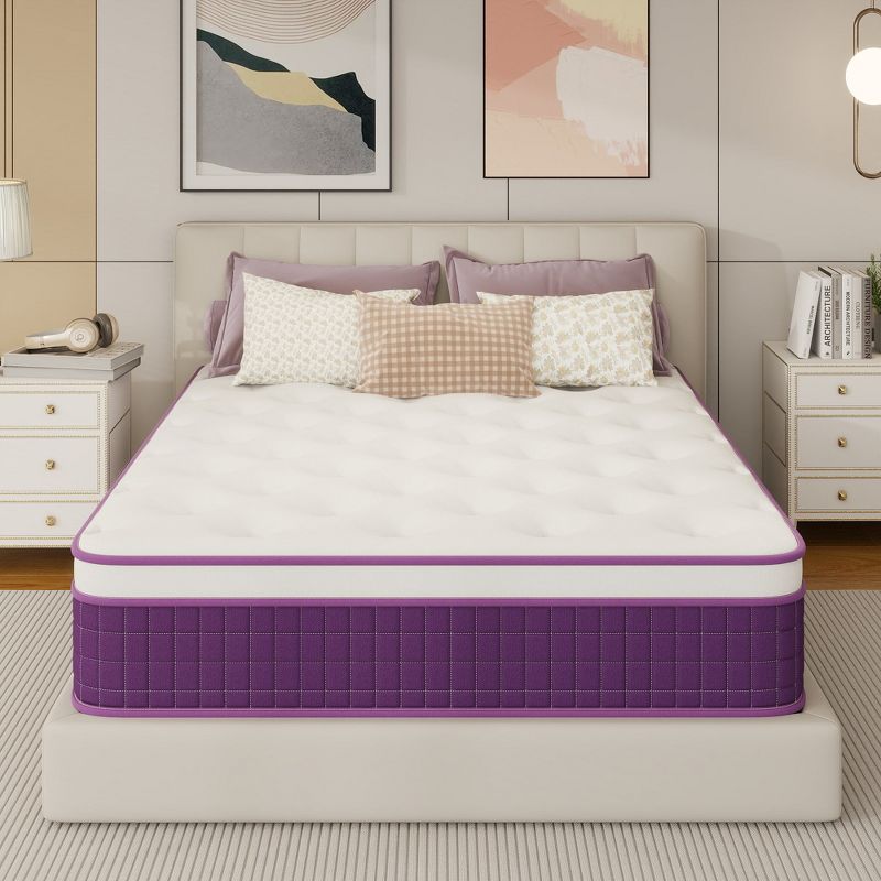 Sailvan Hybrid Mattress Full Size 12 inch, Purple Mattress in a Box, Medium Firm Mattress, Pressure Relief, CertiPUR-US