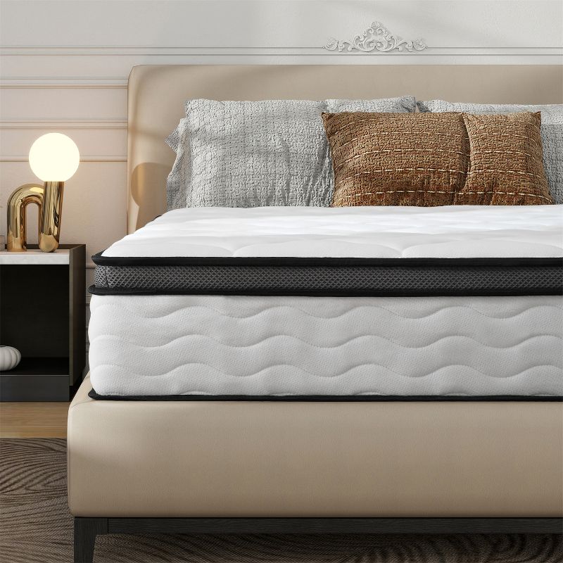 ELJGET Queen Mattress, 10 Inch Memory Foam Hybrid Mattress with Individually Pocketed, Medium Firm, Pressure Relief & Breathable Comfort