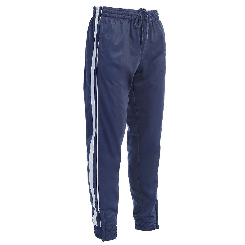 Gioberti Men's Athletic Track Pants With Ribbed Zipper Cuffs, Navy, Small