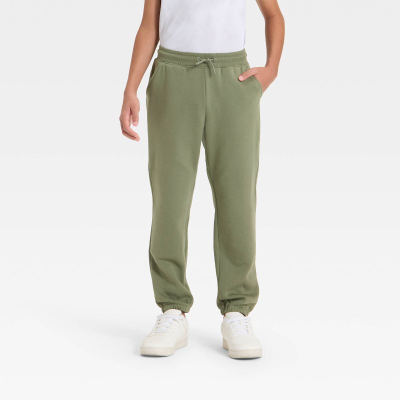 Boys' Active Comfort Fleece Jogger Sweatpants - All In Motion™ Olive Green XL