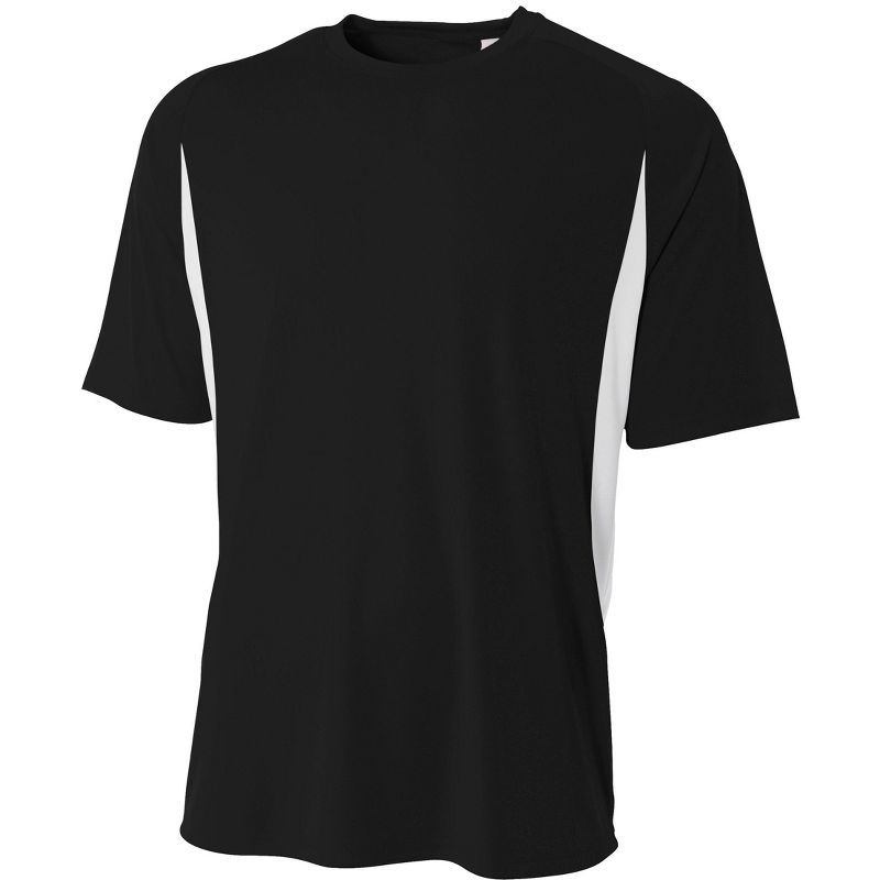 Hardcore Men's Short Sleeve Rash Guard Comfortable Performance Swim Shirt Black/White X-Large