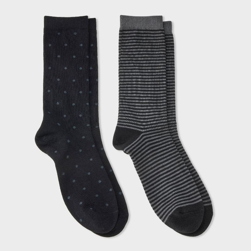 Men's 2pk Casual Crew Socks - Goodfellow & Co™ Black 6-12