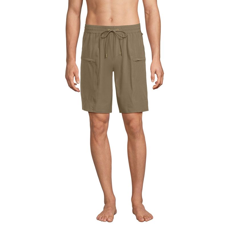 Lands' End Men's 9 Inch Packable Cargo Swim Shorts - X Large - Rich Khaki