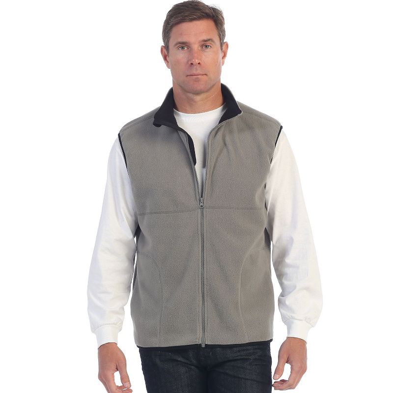 Gioberti Men's Full Zipper Polar Fleece Vest, Gray, X-Large