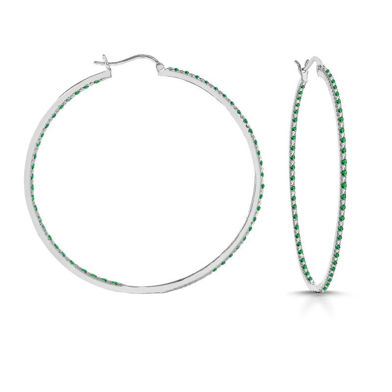 Chic and Stylish Colored Cubic Zirconia Slim Large Hoop Earrings for a Bold and Radiant Statement