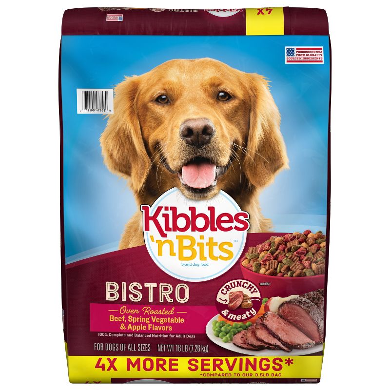 Kibbles 'n Bits Bistro Beef, Spring Vegetable & Apple Flavors Adult Complete & Balanced Dry Dog Food - 16 lbs
