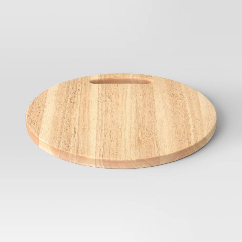 15.98"x15.98" Rubberwood Round Serving Platter Brown - Threshold™: Meat & Cheese Platter, Hand Wash, 1 Piece