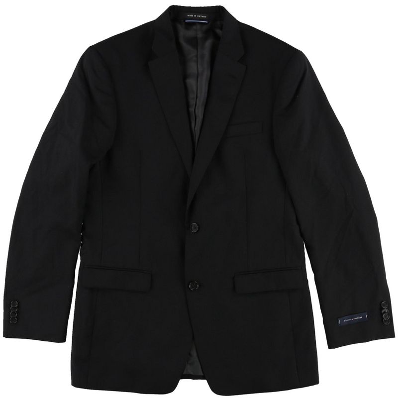 Tommy Hilfiger Mens Twilltrim Two Button Blazer Jacket, black, 38 Long