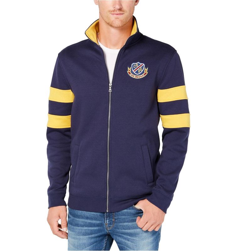 Club Room Mens Fleece Varsity Jacket, navyblue, XX-Large