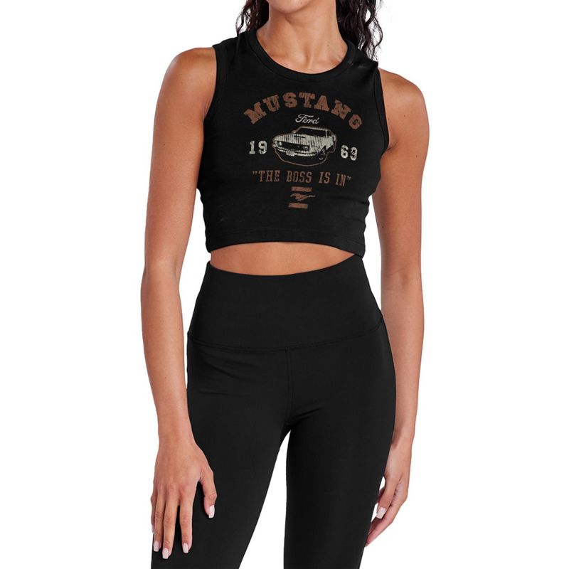 Women's Mustang The Boss Is In Sleeveless Crop Top Tank Black X Large
