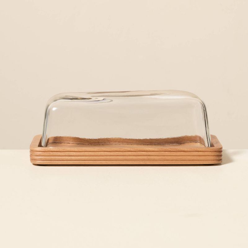 Glass and Wood Butter Dish - Hearth & Hand™ with Magnolia