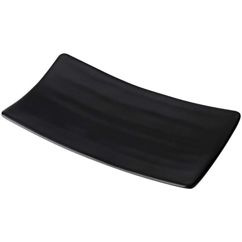 Unique Bargains Rectangle Shaped Dinnerware Sushi Serving Dish Plate Black