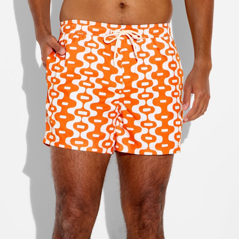 Men's 5'' Swim Trunks - Original Use™ Orange Geo Print M