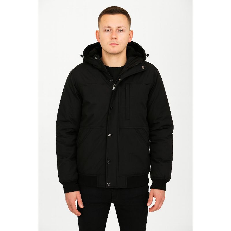 Spire By Galaxy Men's Heavyweight Faux Shearling Lined Hooded Bomber Jacket