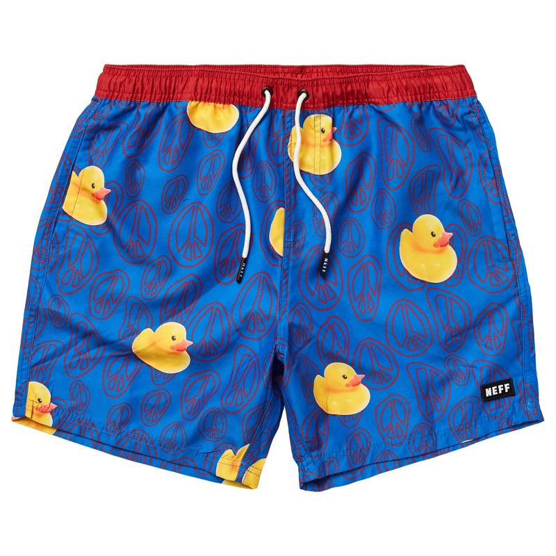 NEFF Men's Blue Ducky Peace Sign Daily Hot Tub Board Shorts for Swimming (2X)