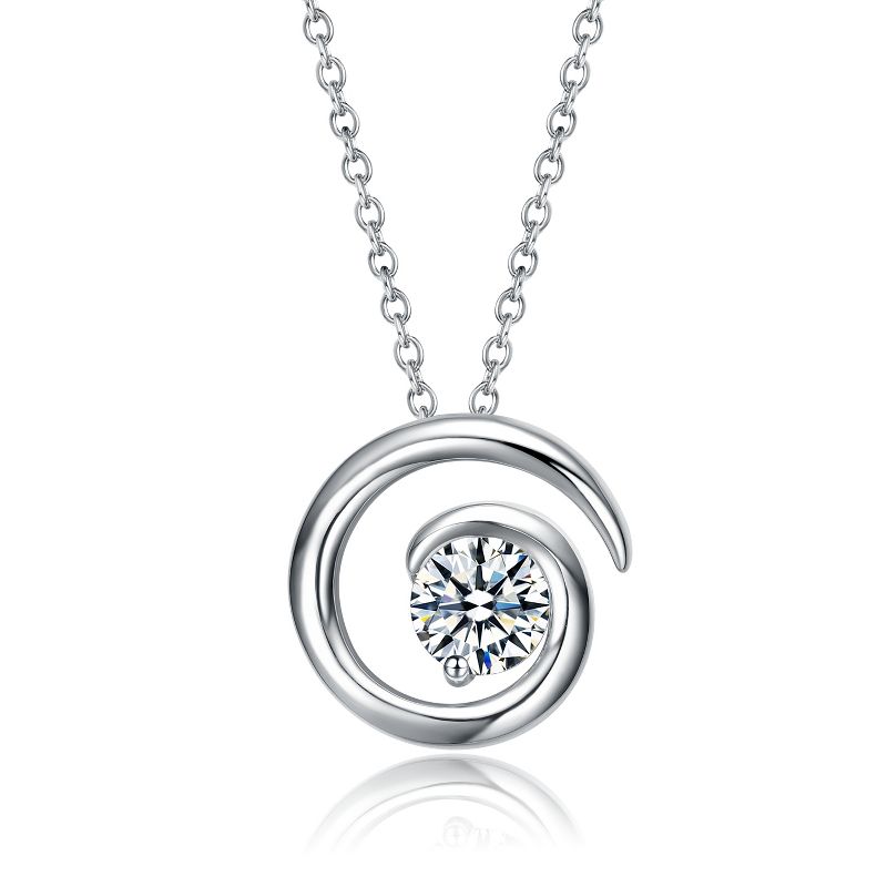 Guili 1ct Lab-Created Moissanite Open Eternity Circle Swirl Pendant Necklace