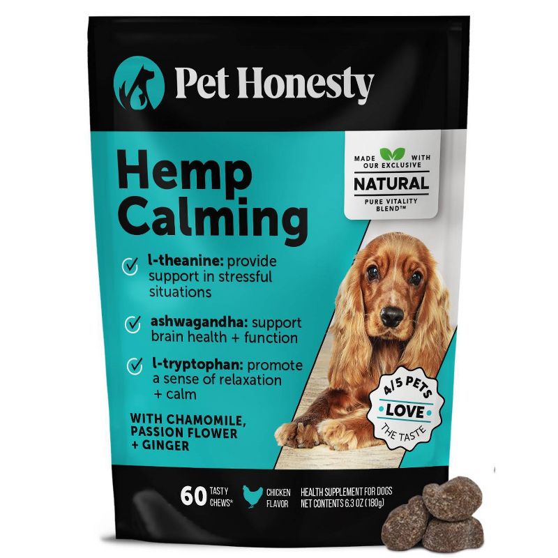 Pet Honesty Hemp Calming Chicken Flavor Supplement for Dog - 60ct