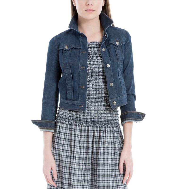 Max Studio London Womens Denim Jacket, indigo, Medium