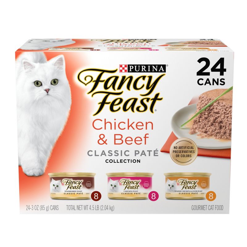Purina Fancy Feast Classic Paté Variety Pack Chicken & Beef Flavor Wet Cat Food Cans - 3oz/24ct