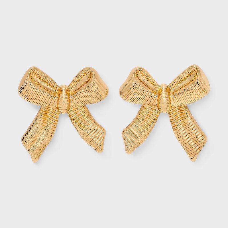 Textured Bow Earrings - A New Day™ Gold
