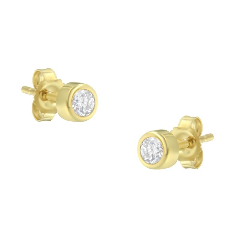 Haus of Brilliance 10K Gold 1/5 Cttw Round Diamond Bezel-Set Stud Earrings - Yellow