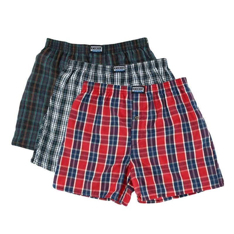 Knocker Men's Plaid Boxer Shorts (Pack of 6), Xlarge, Assorted