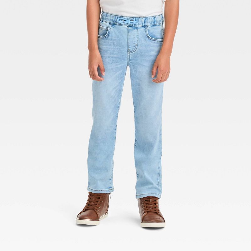 Boys' Athletic Straight Pull-On Pants - Cat & Jack™ Light Wash 12