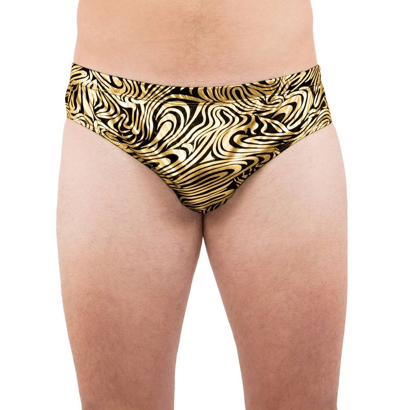 Intimo Intimo Mens Gold Swirls Print Bikini Brief Underwear (Medium) Gold