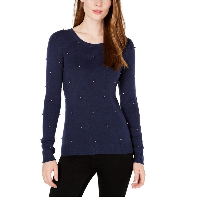 maison Jules Womens Pearl Pullover Sweater, navy, Small