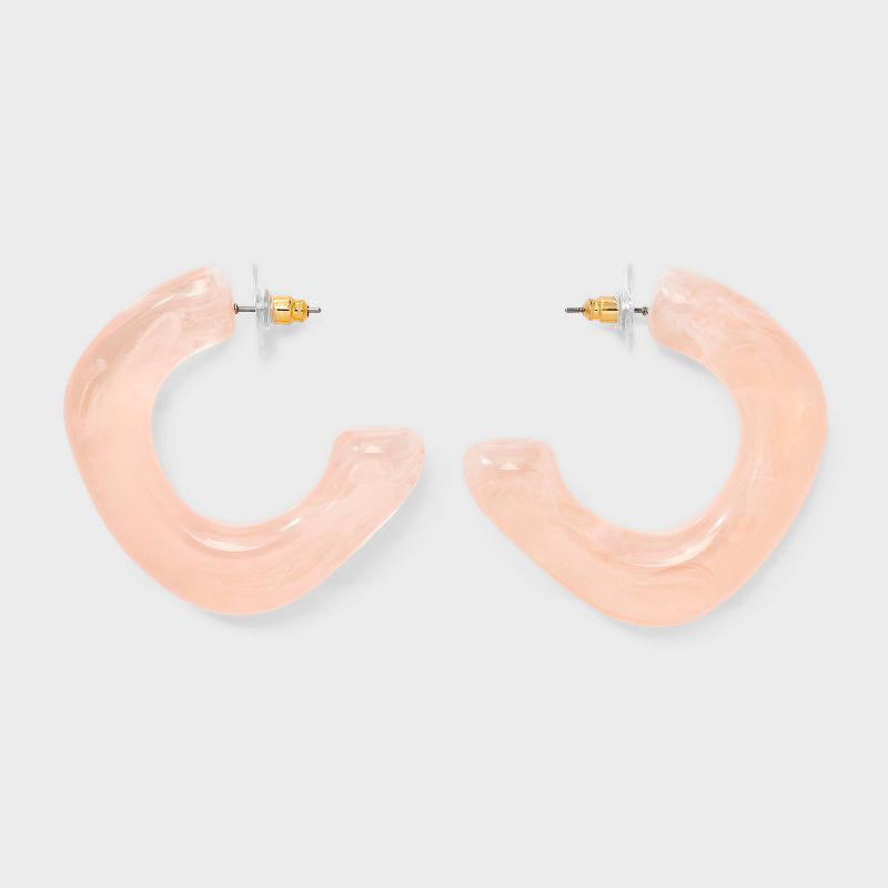 Sculpted Open Hoop Earrings - A New Day™ Gold/Pink