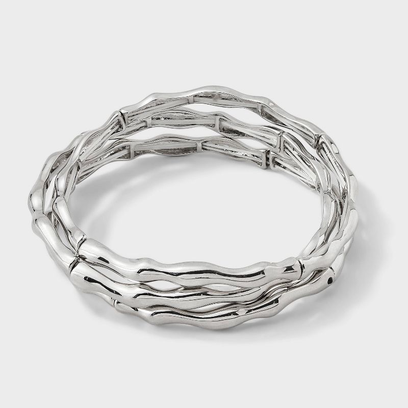 Wavy Bead Bracelet 3pc Set - Universal Thread™ Silver