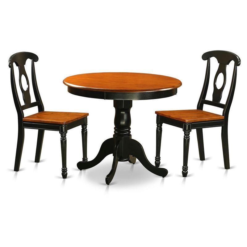 HomeStock Belmont Kitchen Nook Dining Set For 2-Dinette Table And 2 Kitchen Dining Chairs, Black & Cherry