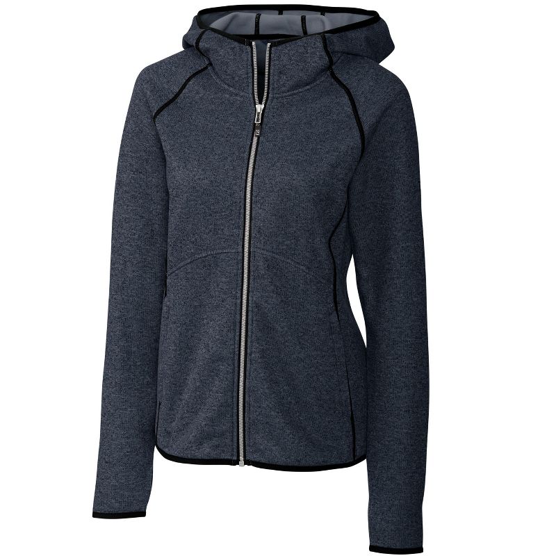 Cutter & Buck Mainsail Sweater-Knit Hoodie Womens Full Zip Jacket - Liberty Navy Heather - L