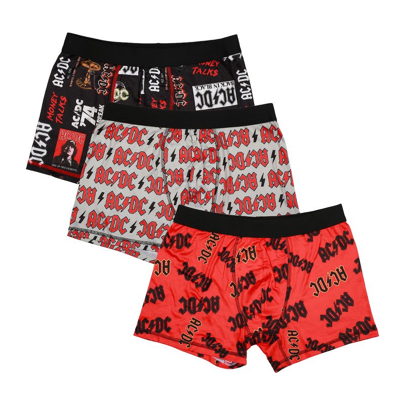 ACDC Album Art & Logos Men's 3-Pair Boxer Briefs-Medium