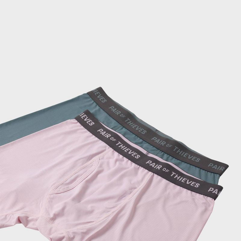 Pair of Thieves Men's 2pk Super Fit Solids Boxer Briefs - Lavender Gray M: Tagless, Mesh, Medium, Solid Pattern