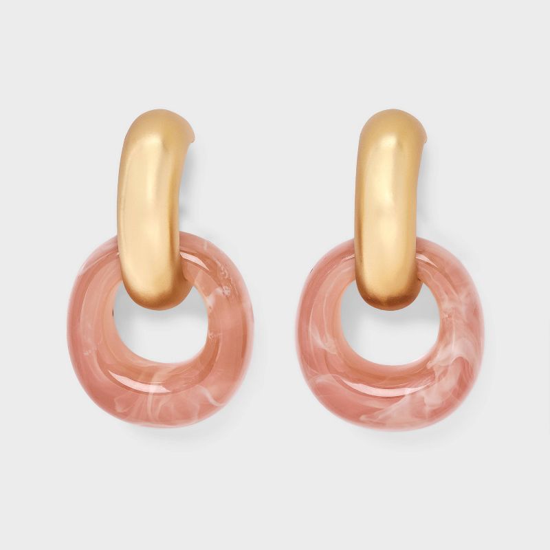 Chunky Drop Hoop Earrings - A New Day™ Pink