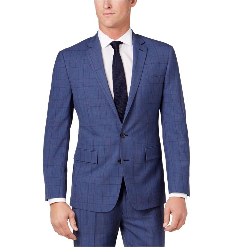 Ryan Seacrest Mens Herringbone Two Button Blazer Jacket, blue, 36 Regular