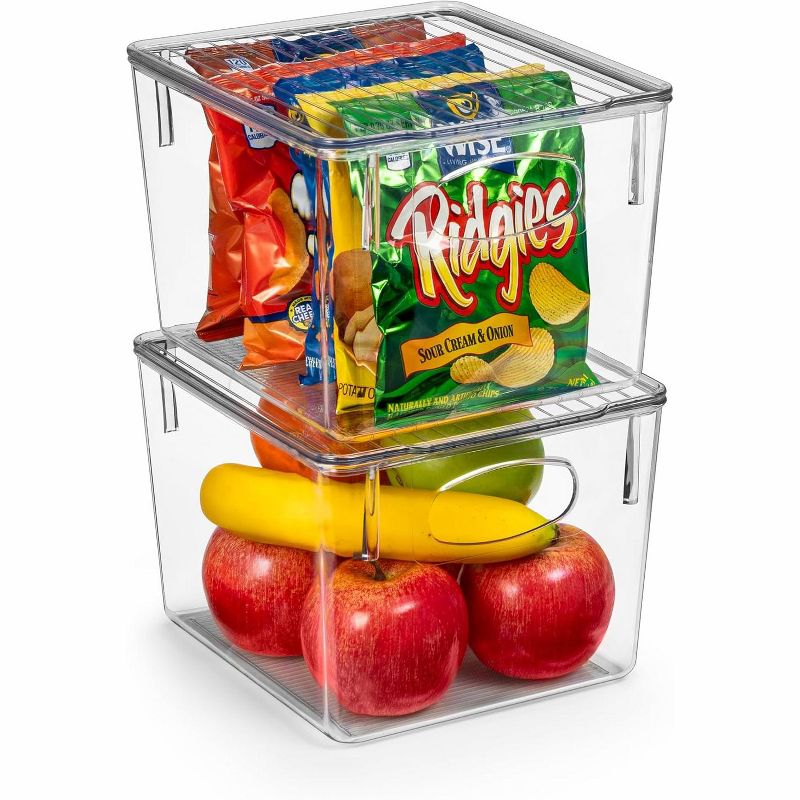 Sorbus 2 Pack Medium Clear Acrylic Storage Bins with Lids - Perfect for Kitchen, Pantry, Home Organization, and Storage