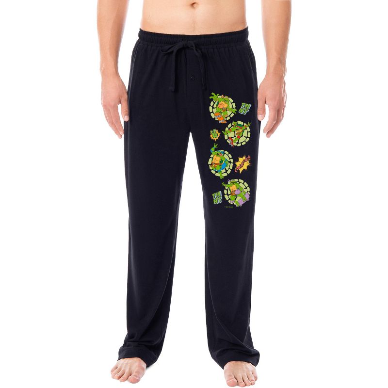 Intimo Teenage Mutant Ninja Turtles TMNT Men's Sleep Lounge Pajama Pants For Adults (Large) Black
