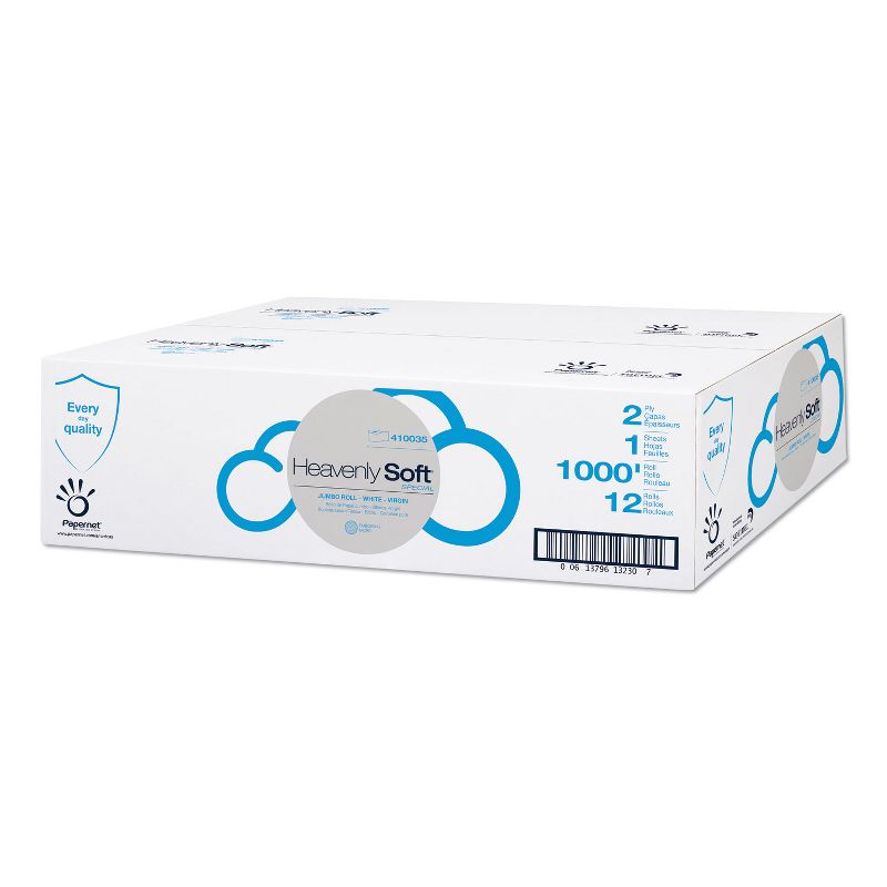 Papernet Heavenly Soft Toilet Tissue, Septic Safe, 2-Ply, White, 3.5" x 1,000 ft, 12/Carton