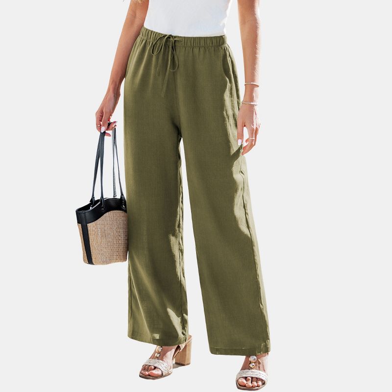 Women's Chic Olive Green Wide-Leg Pants for Effortless Style - Cupshe-XL-Green
