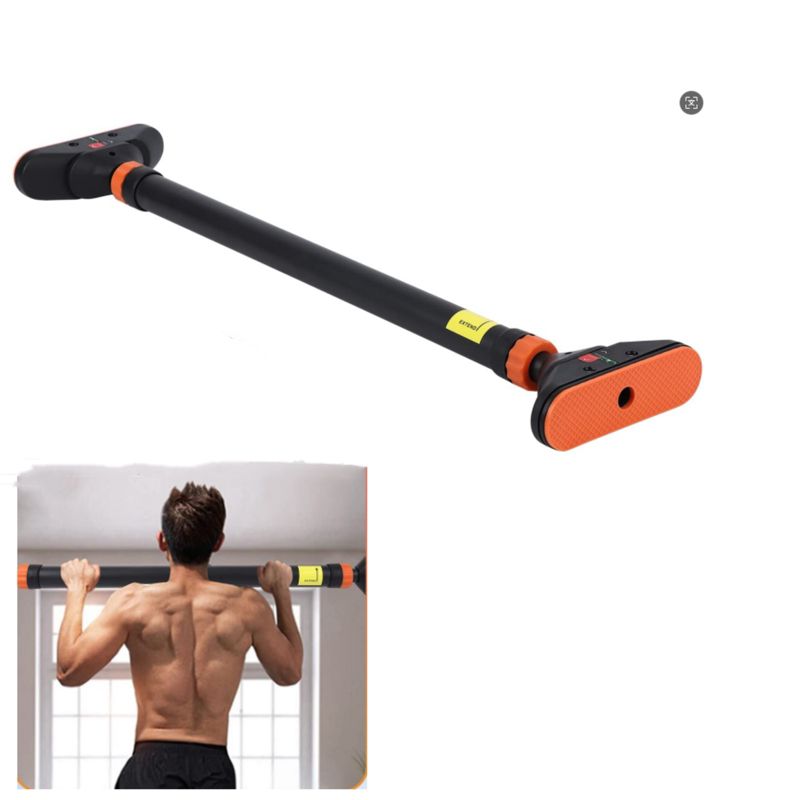 Pull Up Bar for Doorway - Adjustable Chin Up Bar for Home Gym, 440 LBS Max Load, with Level Meter & Anti-Slip Design for Strength Training,Orange