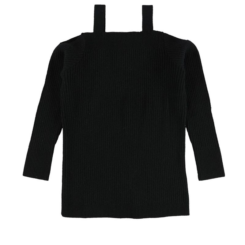 bar III Womens Cold-Shoulder Pullover Sweater, deepblack, Small