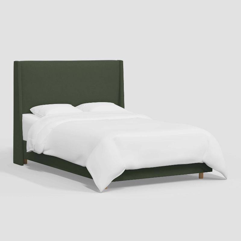 King Encino Wingback Bed in Dry Classic Velvet Olive - Threshold™ designed with Studio McGee: Pine Frame, Elegant Bedroom Furniture