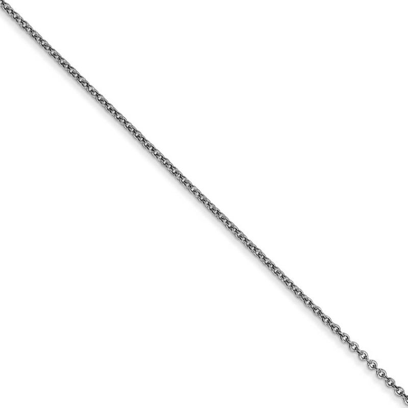 Black Bow Jewelry 0.9mm 14k White Gold Solid Round Cable Chain Necklace, 16 Inch
