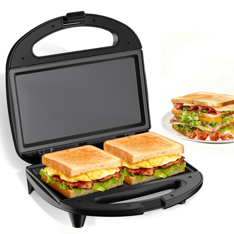 OSTBA 2-Slice Sandwich Maker with Non-Stick Plates, Grilled Cheese function, Cool-Touch Handle, Indicator Lights, 750W, Compact & Easy to Clean