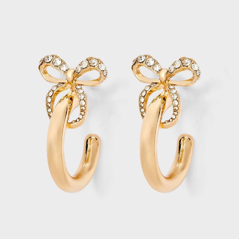 SUGARFIX by BaubleBar Bow It Goes Hoop Earrings - Gold